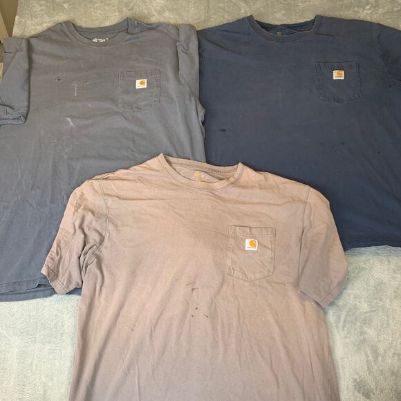 Carhartt Men’s 2XL T-Shirt Bundle Workwear Lot of 4 Heavy Wear Stains Holes - Picture 1 of 16